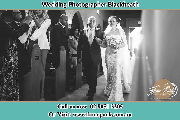 Photo of the Bride with her father walking down the aisle Blackheath NSW 2785