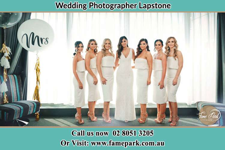 Bride and her bride's maidsdress all white Lapstone NSW 2783