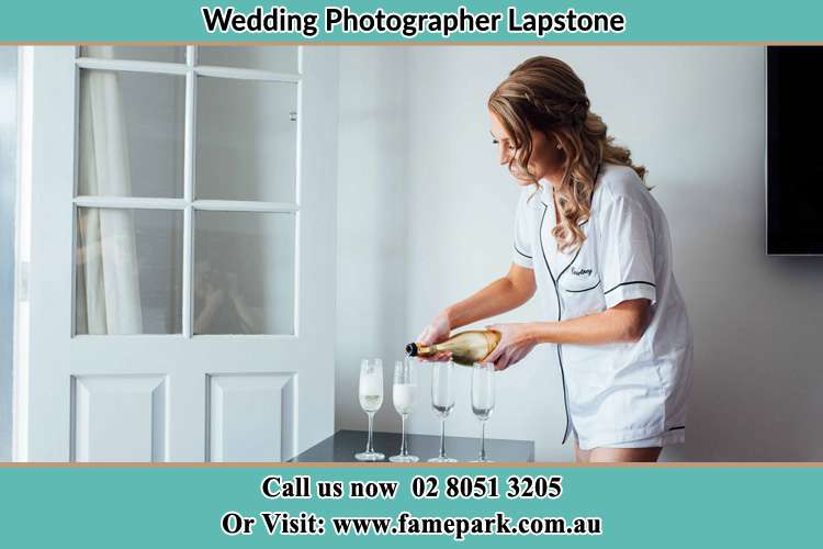 Bride preparing the wine Lapstone NSW 2773